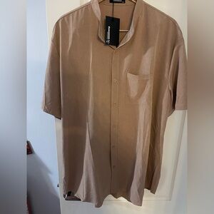 Casual Tan Button Down Shirt for Men